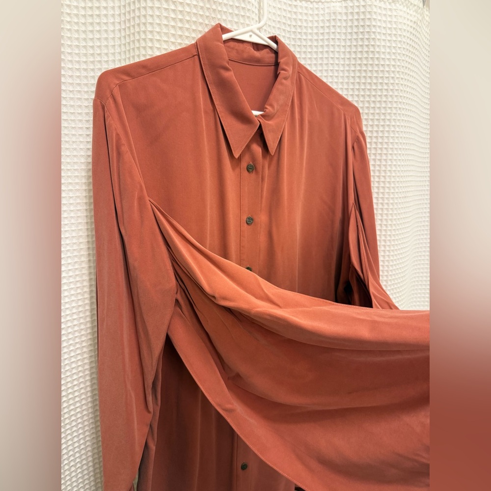Anthropologie Terracotta Wrap-Front Button Down Shirt - Large - Picture 7 of 10